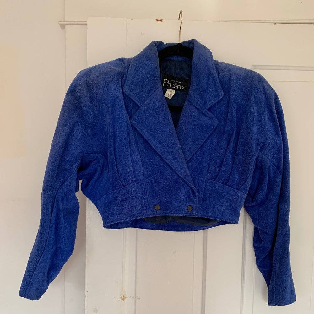 Vintage Blue Suede cropped Jacket